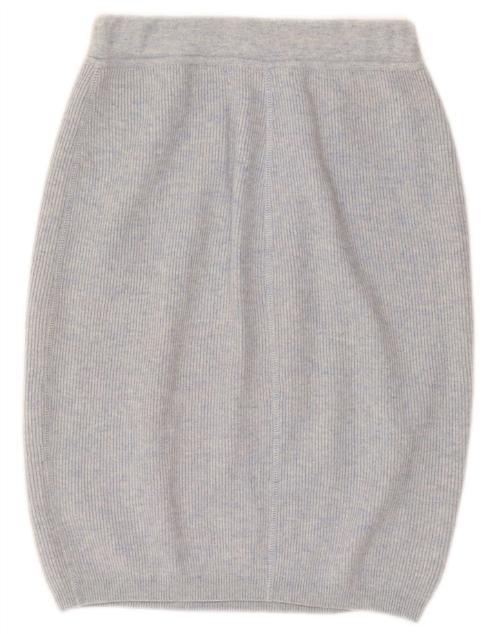 Vintage Womens Knit Bubble Skirt Large W32 Blue Wool