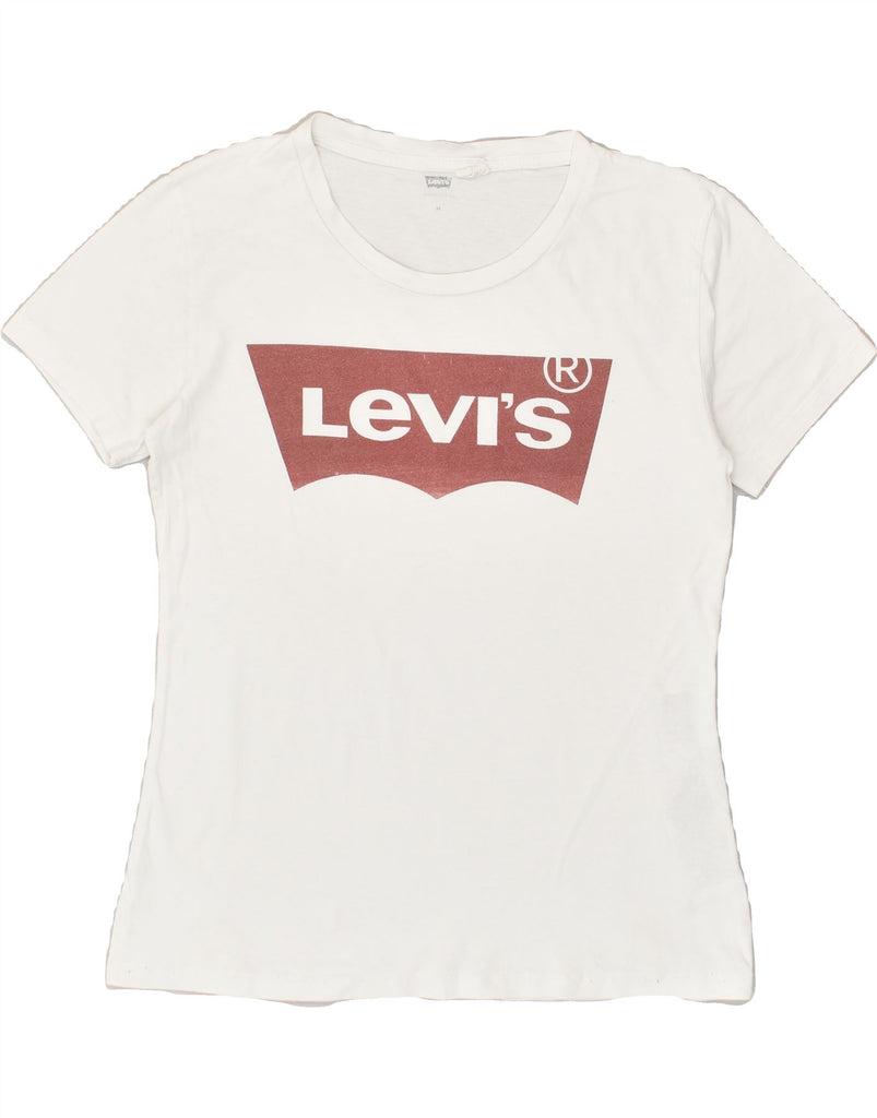 LEVI'S Womens Graphic T-Shirt Top UK 14 Medium White Cotton | Vintage Levi's | Thrift | Second-Hand Levi's | Used Clothing | Messina Hembry 