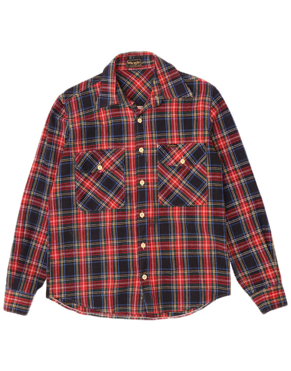 Wrangler Mens Flannel Shirt Size 14 1/2 Small Red Check Acrylic