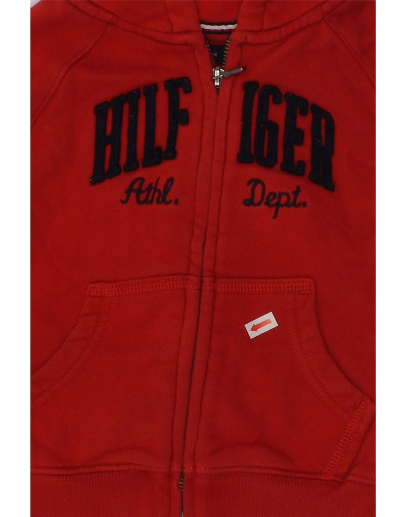 TOMMY HILFIGER Boys Graphic Zip Hoodie Sweater 2-3 Years Red Cotton | Vintage Tommy Hilfiger | Thrift | Second-Hand Tommy Hilfiger | Used Clothing | Messina Hembry 