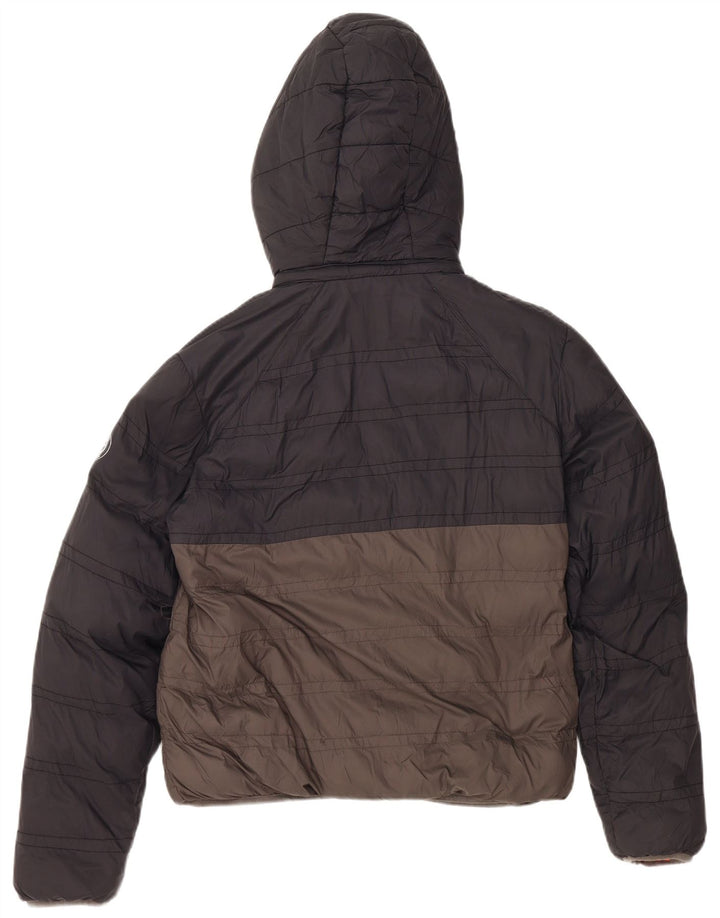 MICHAEL KORS Boys Hooded Padded Jacket 15-16 Years Grey Colourblock Nylon