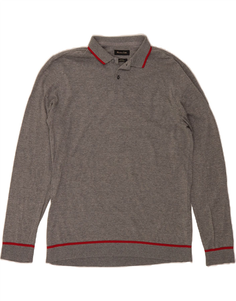 MASSIMO DUTTI Mens Polo Neck Jumper Sweater Large Grey Cotton Vintage Massimo Dutti and Second-Hand Massimo Dutti from Messina Hembry 