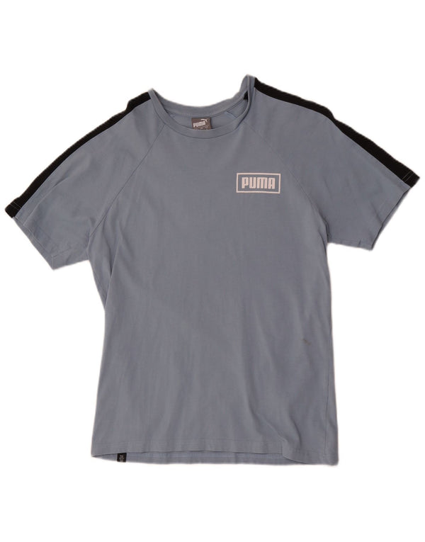 Puma Mens Graphic T-Shirt Top Small Blue Colourblock