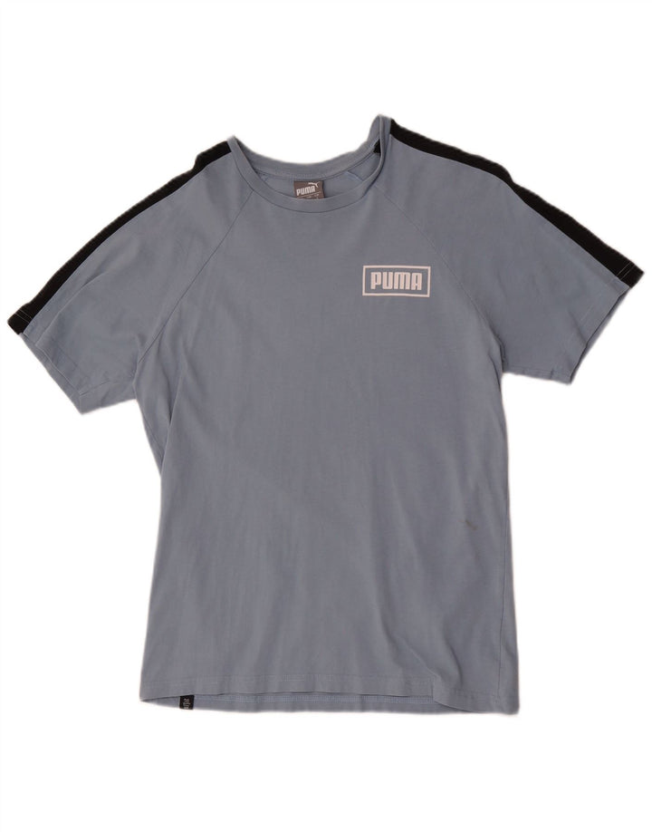 Puma Mens Graphic T-Shirt Top Small Blue Colourblock