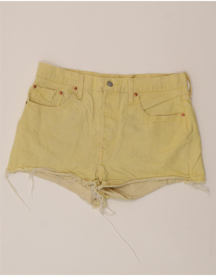 LEVI'S Womens 501 Denim Shorts W32 Large Yellow Cotton