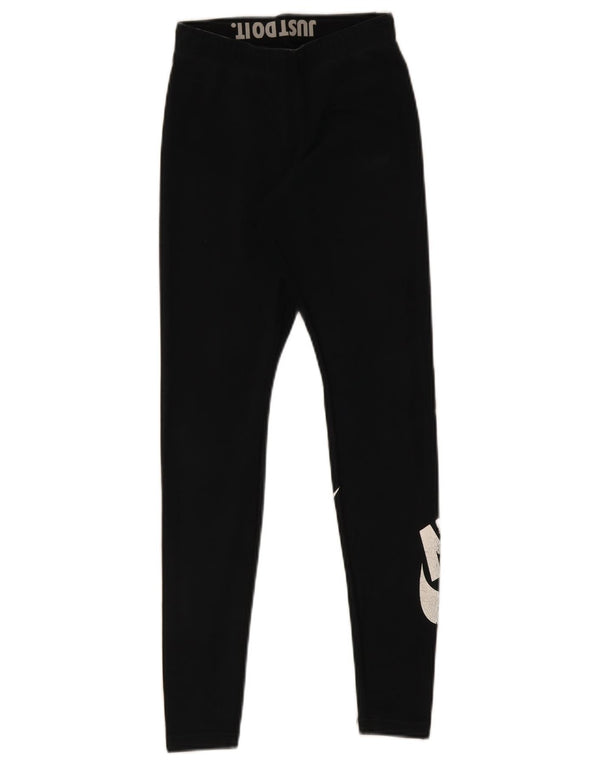 NIKE Womens Graphic Leggings UK 4 XS  Black Cotton