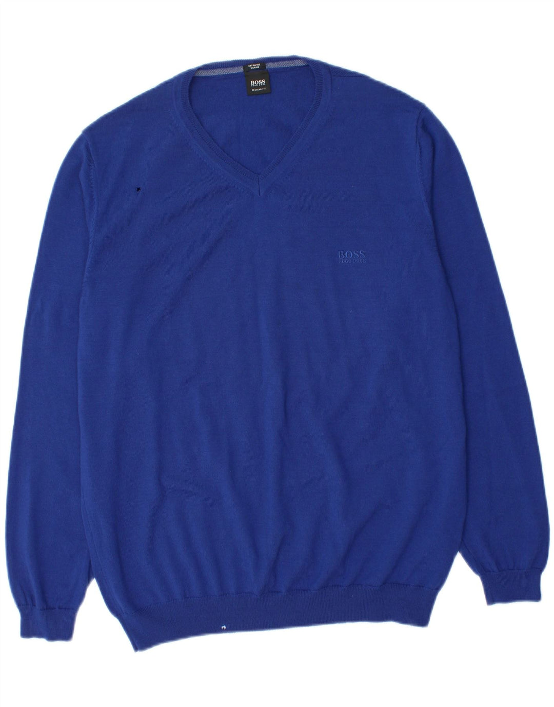 Hugo Boss Mens V-Neck Jumper Sweater XL Blue Virgin Wool