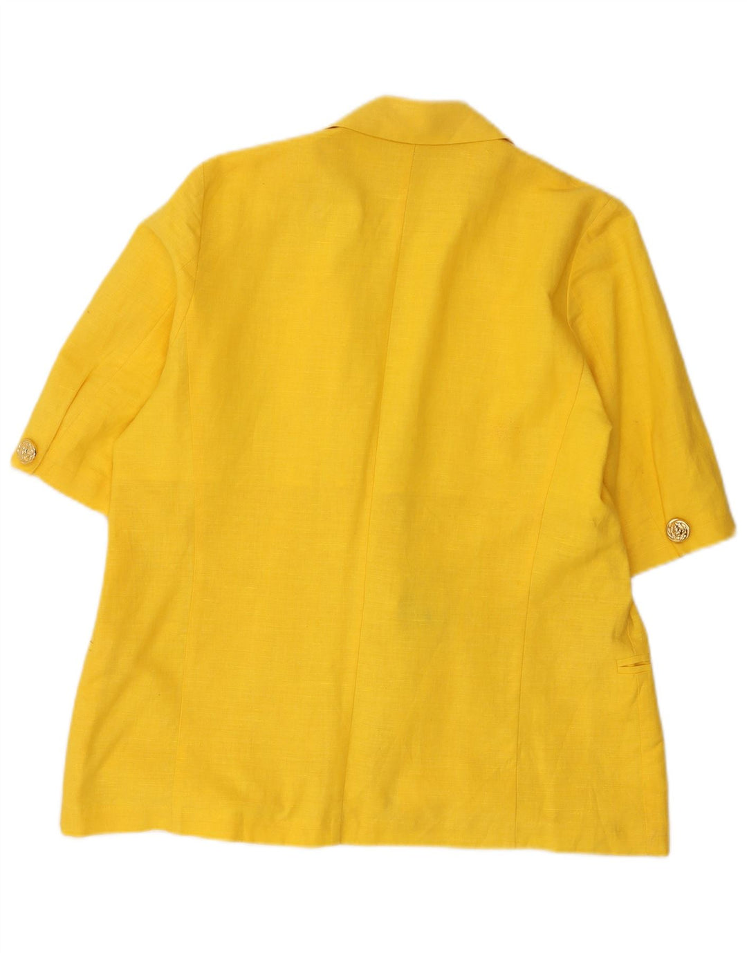 Vintage Womens Short Sleeve 1 Button Blazer Jacket UK 14 Medium Yellow