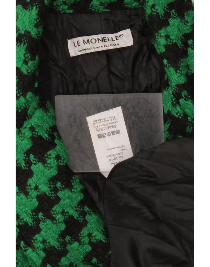 VINTAGE Womens 2 Button Blazer Jacket UK 18 XL Green Houndstooth Polyester
