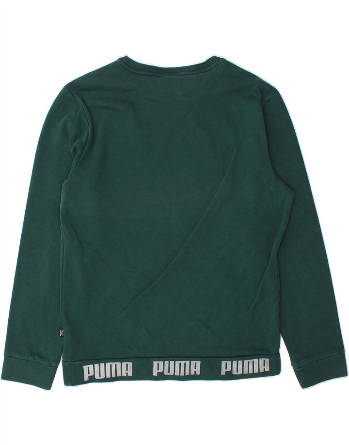PUMA Mens Graphic Sweatshirt Jumper Medium Green Cotton Vintage Puma and Second-Hand Puma from Messina Hembry 
