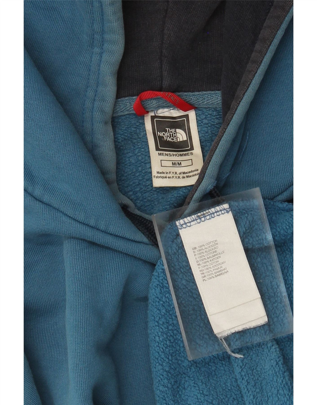 The North Face Mens Graphic Hoodie Jumper Medium Blue Cotton