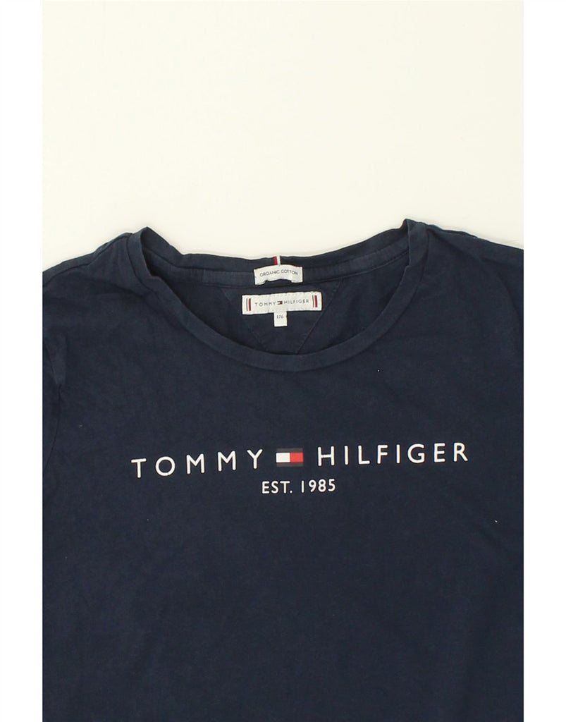 TOMMY HILFIGER Girls Graphic T-Shirt Top 15-16 Years Navy Blue Vintage Tommy Hilfiger and Second-Hand Tommy Hilfiger from Messina Hembry 