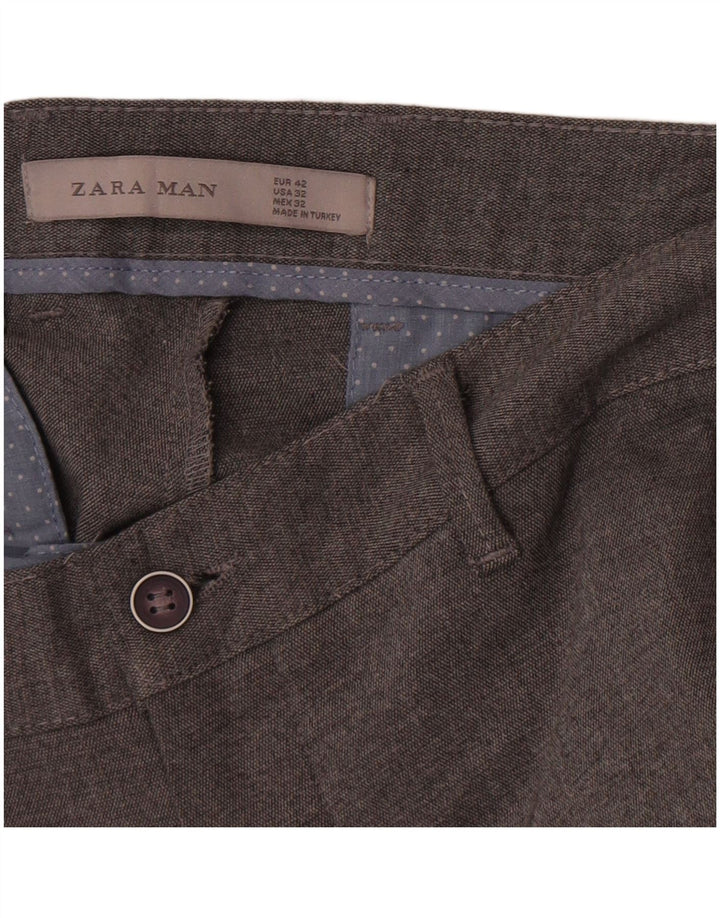 Zara Mens Slim Chino Trousers EU 42 Large W32 L28 Grey