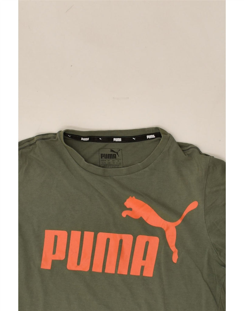 PUMA Boys Graphic T-Shirt Top 13-14 Years Khaki | Vintage Puma | Thrift | Second-Hand Puma | Used Clothing | Messina Hembry 