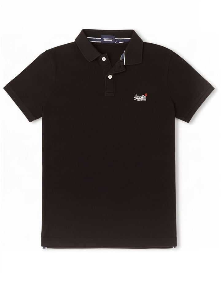 Superdry Mens Polo Shirt Medium Black Cotton