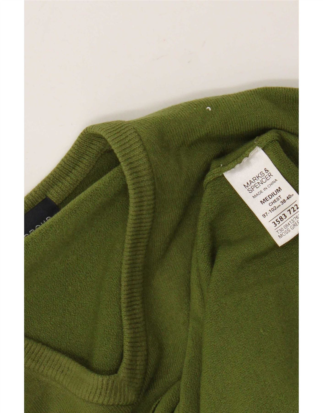 Marks & Spencer Mens Blue Harbour V-Neck Jumper Sweater Medium Green