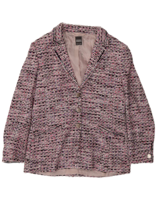 Vintage Womens 3 Button Blazer Jacket UK 14 Medium Pink Flecked