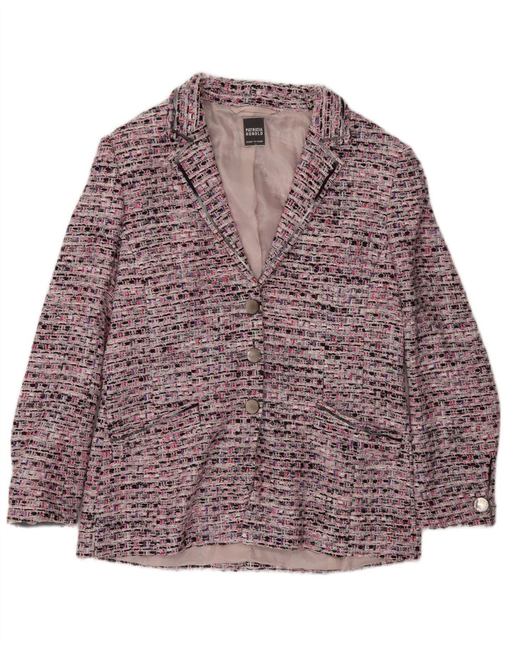 Vintage Womens 3 Button Blazer Jacket UK 14 Medium Pink Flecked