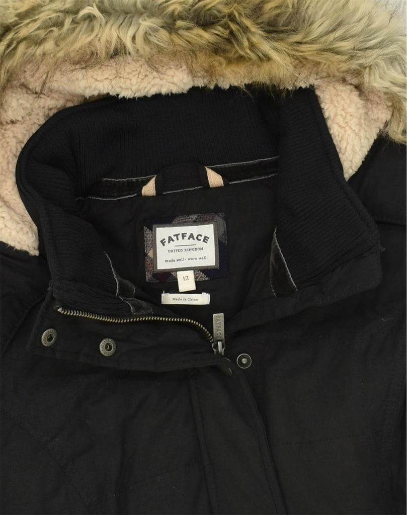 FAT FACE Womens Hooded Parka Jacket UK  12 Medium Black Polyester | Vintage Fat Face | Thrift | Second-Hand Fat Face | Used Clothing | Messina Hembry 