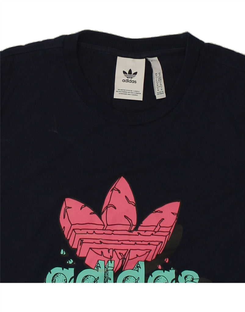 ADIDAS Mens Graphic T-Shirt Top Medium Navy Blue Cotton | Vintage Adidas | Thrift | Second-Hand Adidas | Used Clothing | Messina Hembry 