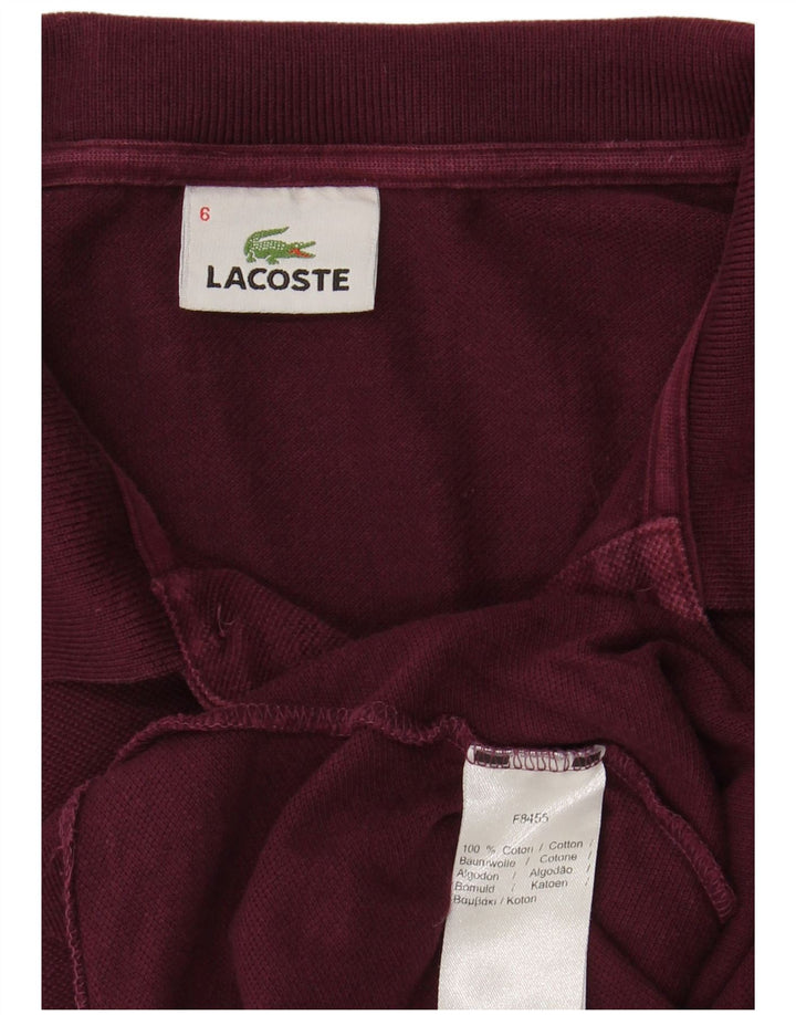 LACOSTE Mens Polo Shirt Size 6 XL Maroon Cotton