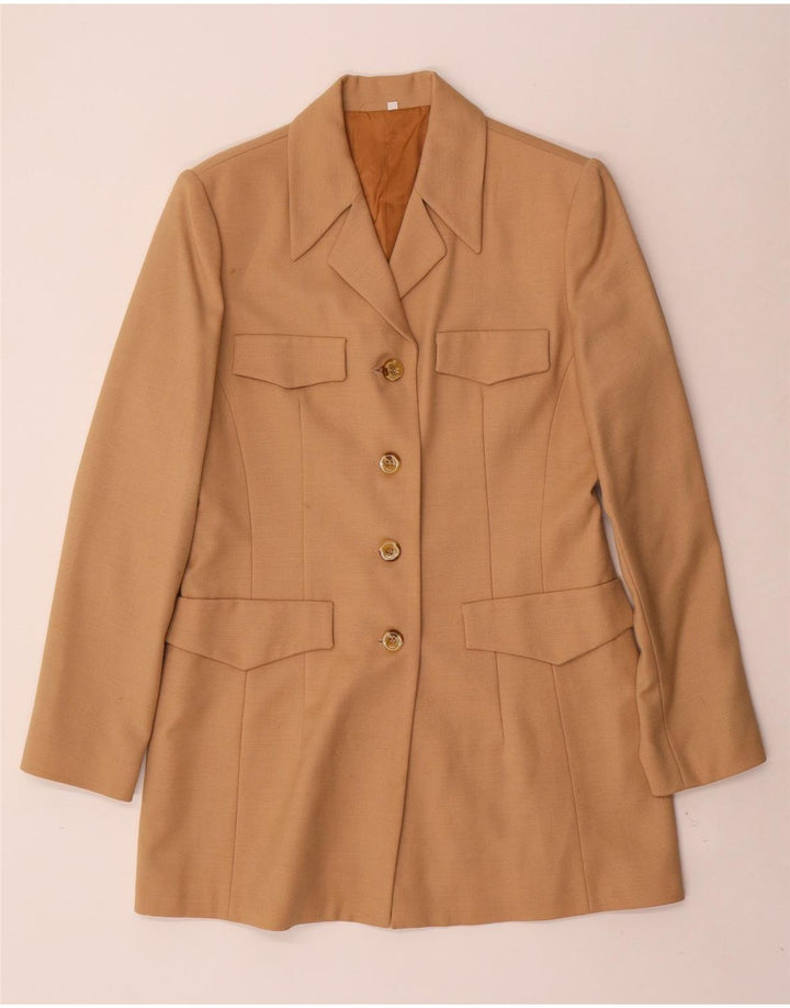 Vintage Womens Longline 4 Button Blazer Jacket IT 44 Medium Beige