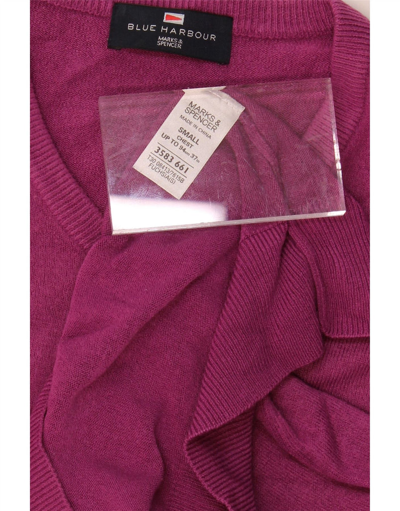 BLUE HARBOUR Mens V-Neck Jumper Sweater Small Purple Acrylic Vintage Blue Harbour and Second-Hand Blue Harbour from Messina Hembry 