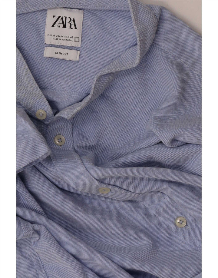 Zara Mens Short Sleeve Slim Fit Shirt Medium Blue