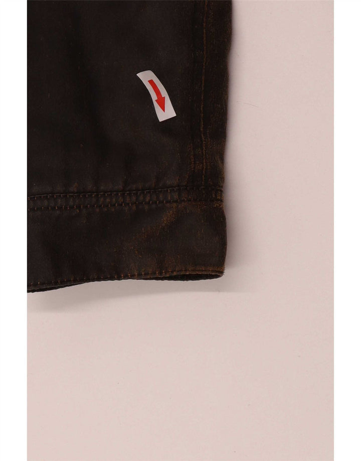 Obey Womens Waxed Cotton Jacket UK 14 Medium Brown Cotton