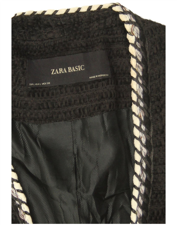Zara Womens Open Blazer Jacket UK 14 Large Black