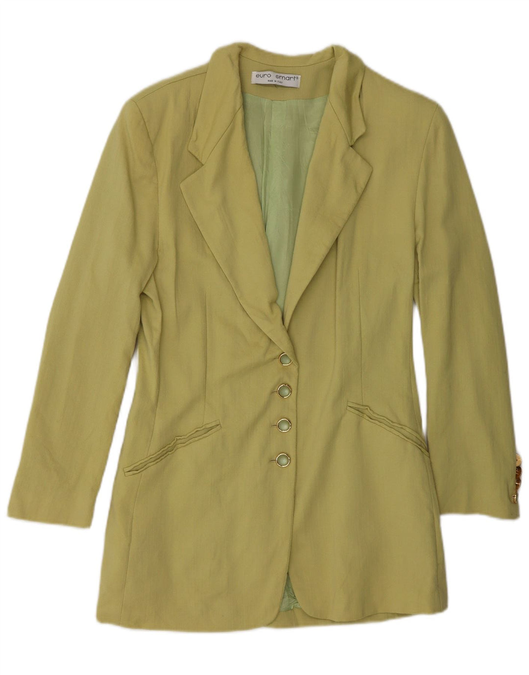 Vintage Womens 4 Button Blazer Jacket IT 44 Medium Khaki Viscose