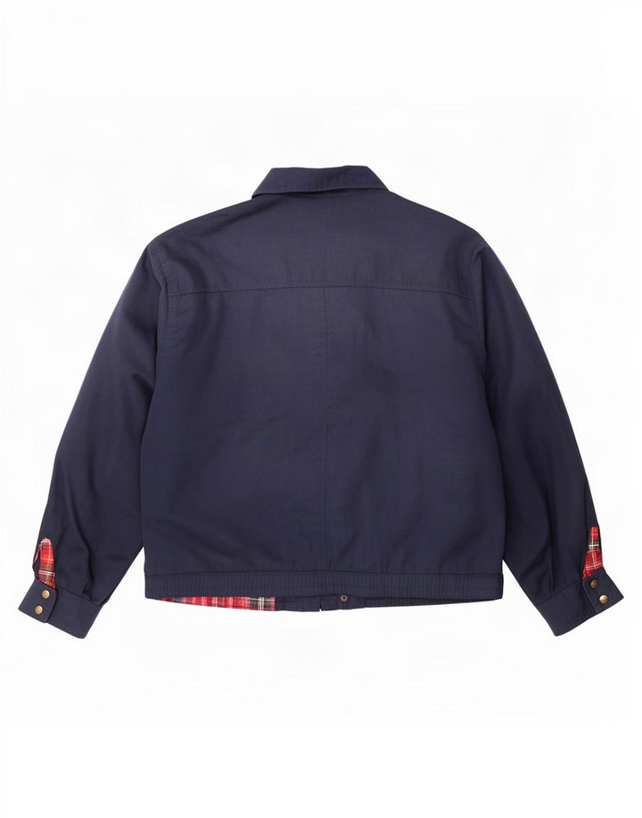 Vintage Mens Bomber Jacket UK 40 Large Navy Blue Polyester