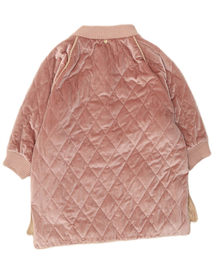 Vintage Womens Oversized Velour Quilted Overcoat UK 10 Small Pink Polyester