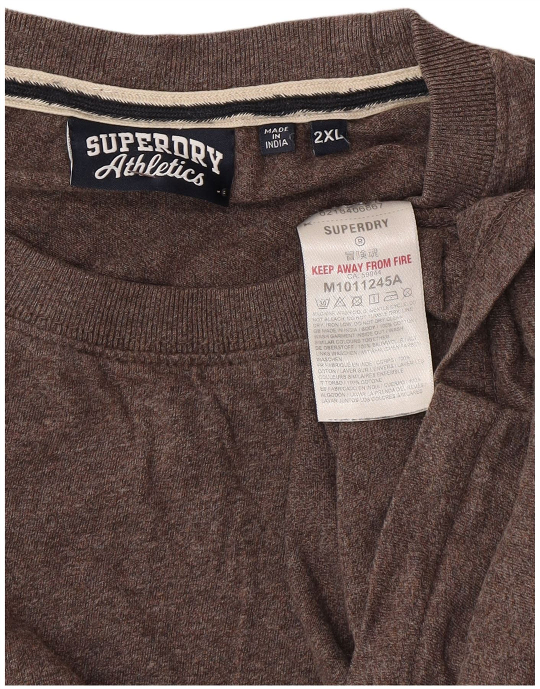 Superdry Mens T-Shirt Top 2XL Brown Cotton