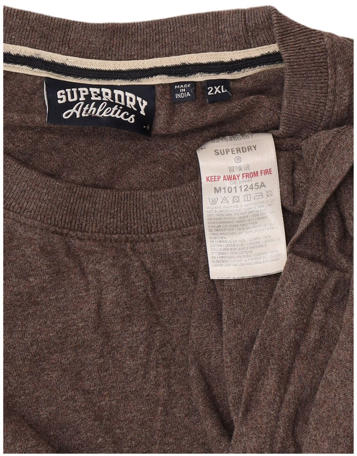 Superdry Mens T-Shirt Top 2XL Brown Cotton
