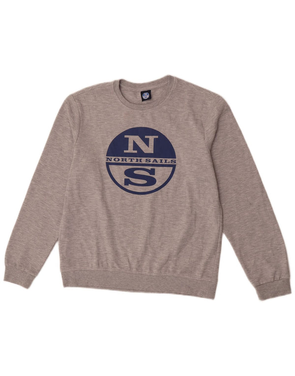 North Sails Mens Graphic Sweatshirt Jumper Medium Grey Flecked Cotton