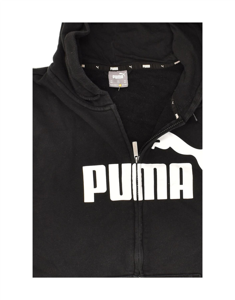 PUMA Mens Graphic Zip Hoodie Sweater 2XL Black Cotton | Vintage Puma | Thrift | Second-Hand Puma | Used Clothing | Messina Hembry 