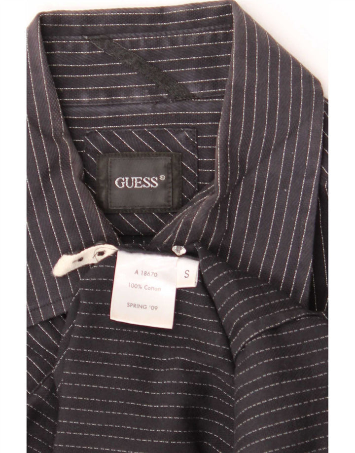 Guess Mens Shirt Small Black Pinstripe Cotton