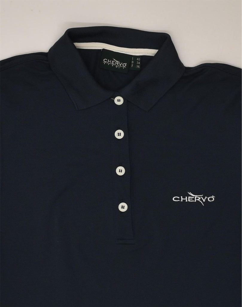 CHERVO Mens Polo Shirt Small Navy Blue Polyamide | Vintage Chervo | Thrift | Second-Hand Chervo | Used Clothing | Messina Hembry 