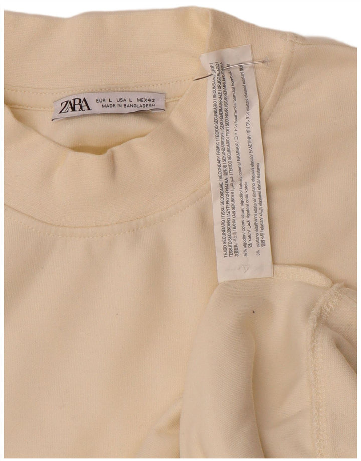 Zara Mens Sweatshirt Jumper Large Off White Cotton