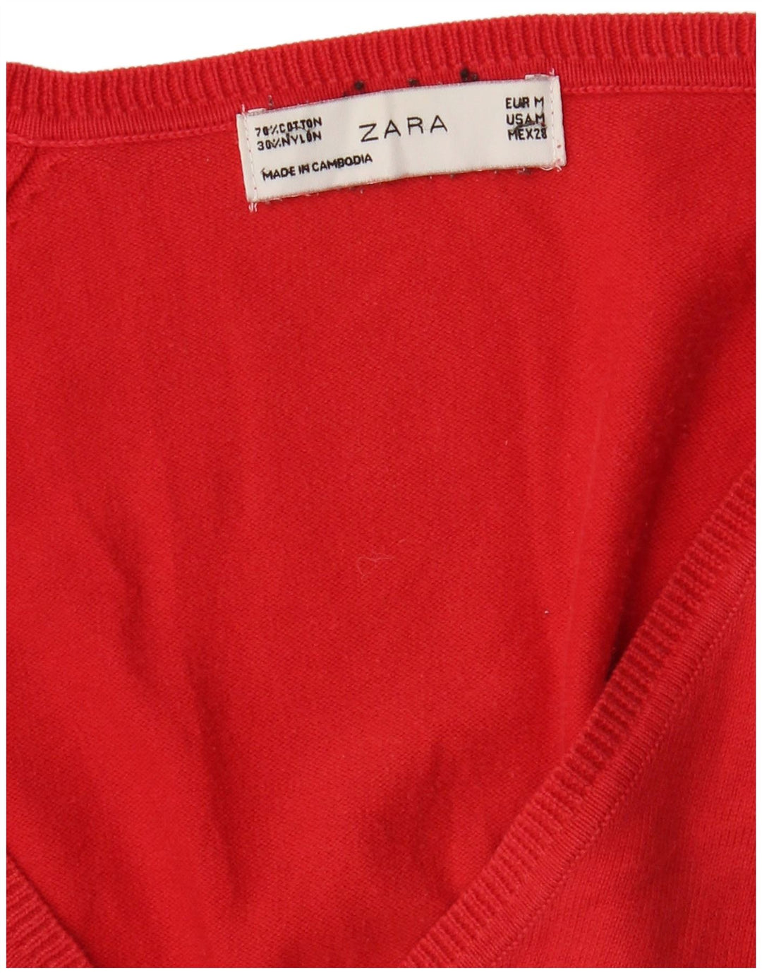 Zara Womens Cardigan Sweater UK 12 Medium Red Cotton