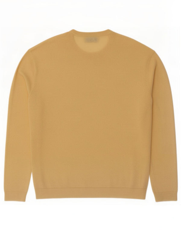 Zara Mens Crew Neck Jumper Sweater XL Yellow Cotton