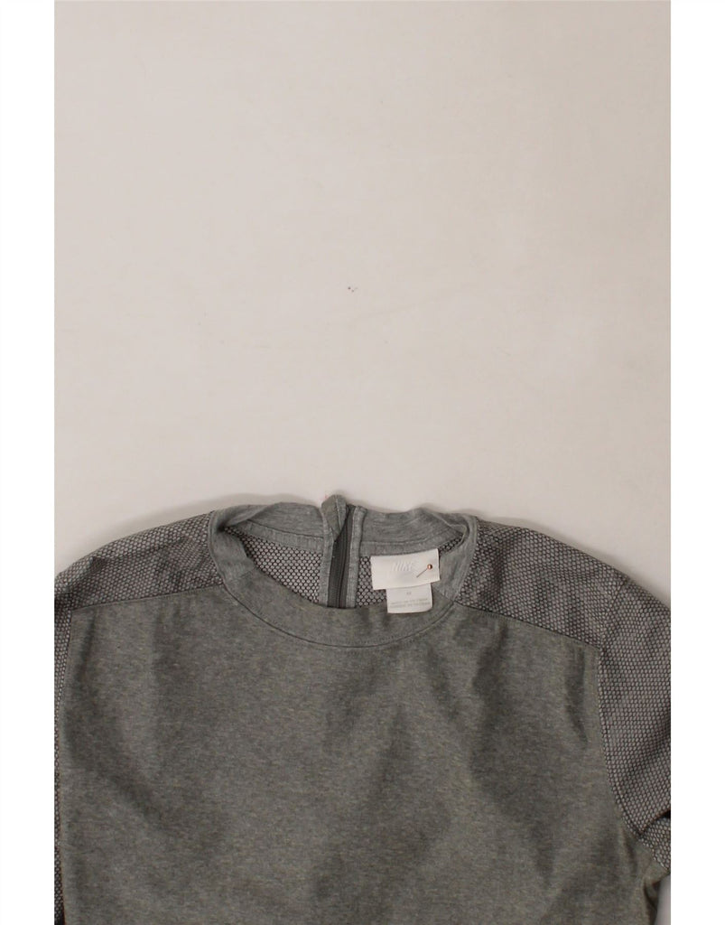 NIKE Womens Sweatshirt Jumper UK 14 Medium Grey Spotted Polyester Vintage Nike and Second-Hand Nike from Messina Hembry 