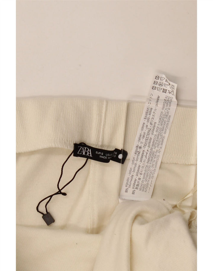 Zara Womens Midi Skirt Small W26  Off White Cotton