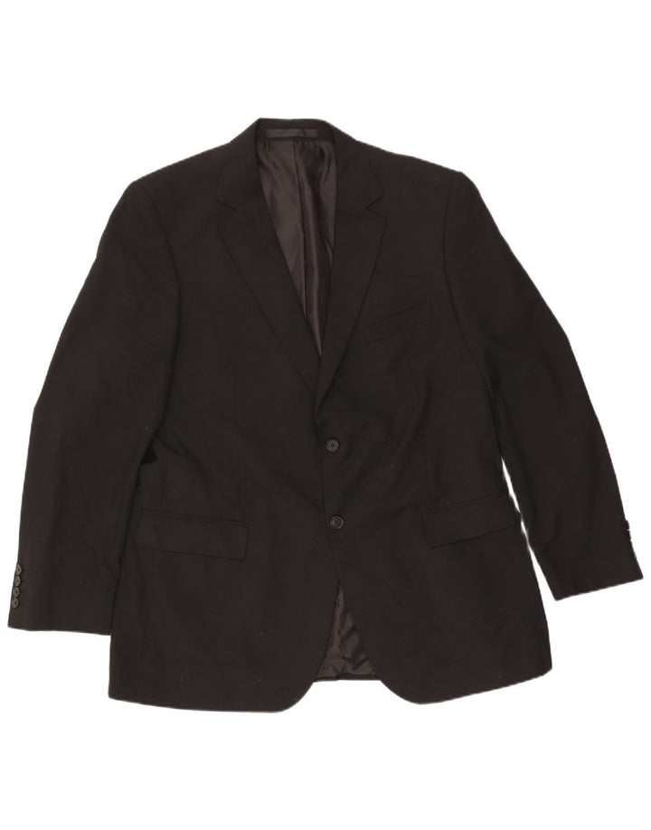 Marks & Spencer Mens 2 Button Blazer Jacket UK 44 XL Black Polyester