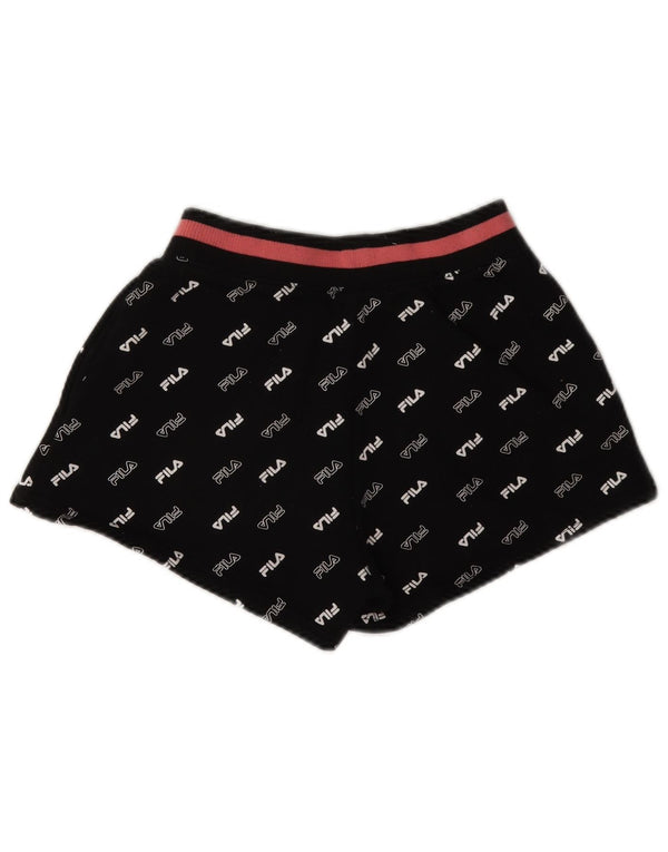 Fila Womens Graphic Sport Shorts UK 6 XS Black Polyester