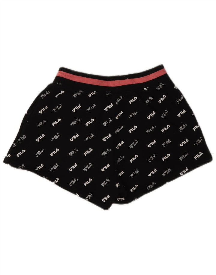 Fila Womens Graphic Sport Shorts UK 6 XS Black Polyester