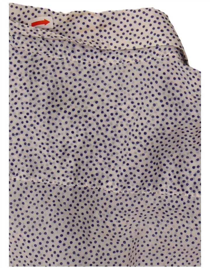 Fred Perry Womens See Through Shirt UK 14 Large White Spotted Cotton