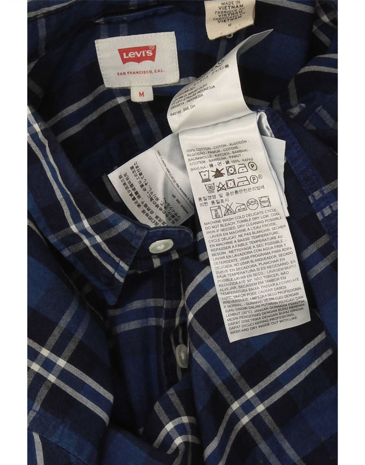 Levi's Mens Shirt Medium Navy Blue Check Cotton