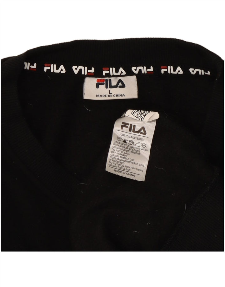 FILA Womens Loose Fit Graphic Sweatshirt Jumper UK 16 Large Black Cotton
